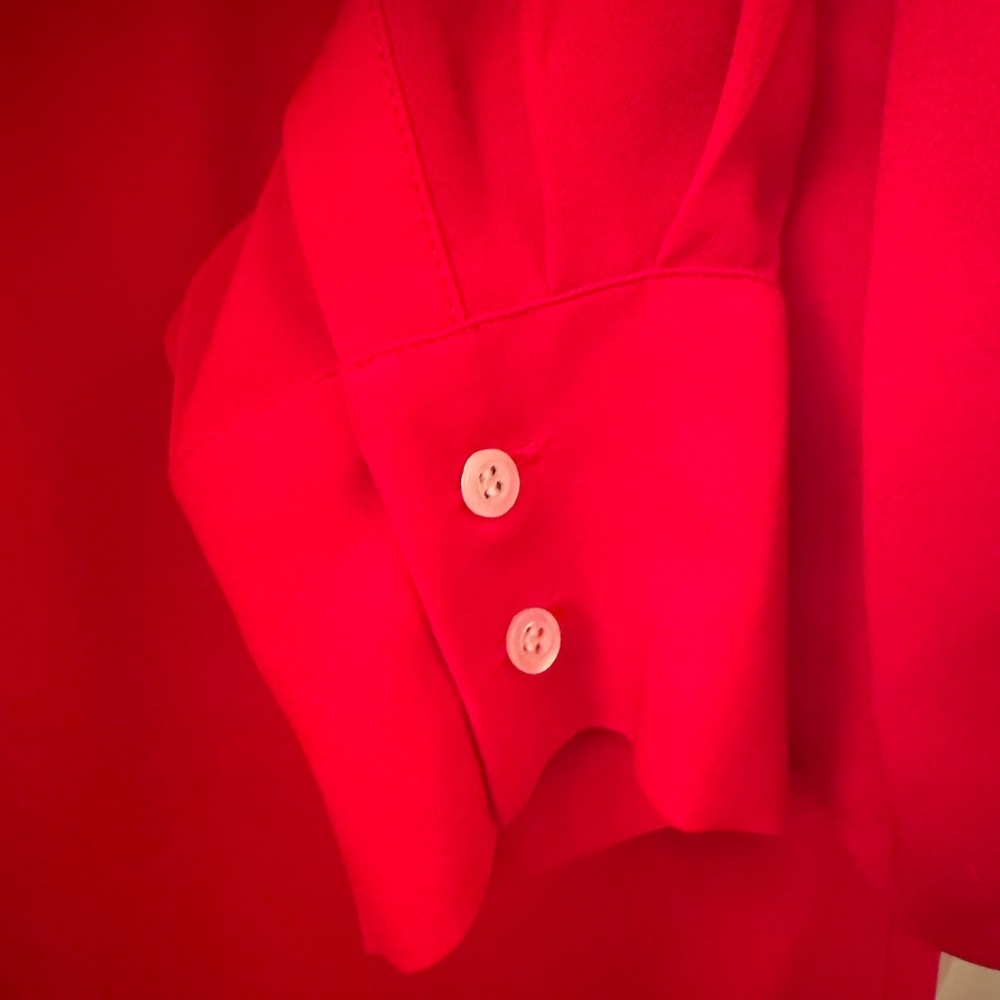 J.Crew Red BCE Pleat Front Button Front Long Sleeve Blouse Top Womens Size 2 - Picture 5 of 8